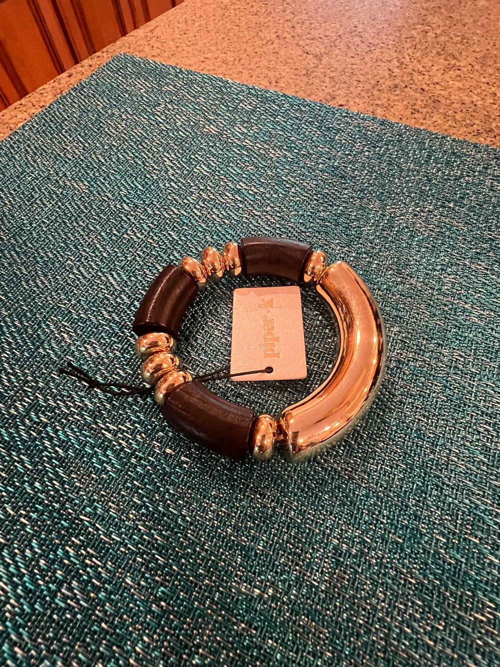 Piperlime Black and Gold Chunky Stretch Bracelet